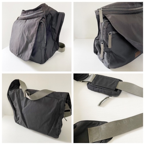 Prada black canvas vintage unisex crossbody bag with pouch - Picture 3 of 13